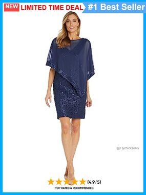 Glitter Sequin Lace Knee-Length Sheath Dress with Sheer Asymmetric Poncho